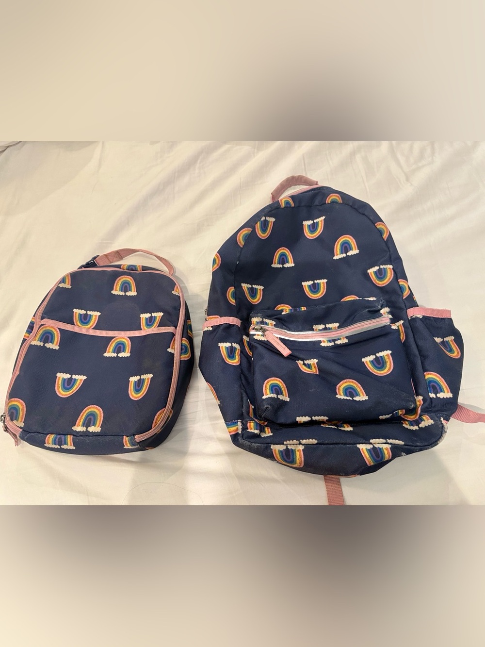 Hanna Andersson kids Rainbow Backpack and Matching lunchbox
